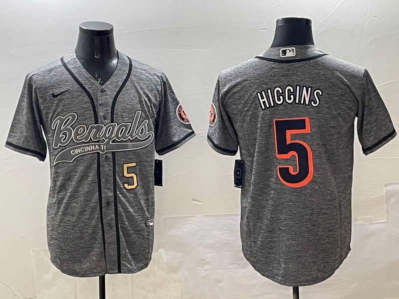 Men Cincinnati Bengals #5 Hiccins Grey Joint Name 2025 Nike Limited NFL Jersey style 6